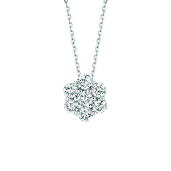 Pendentif Collier Fleur Diamant 1.75 Carats Or Blanc 14K