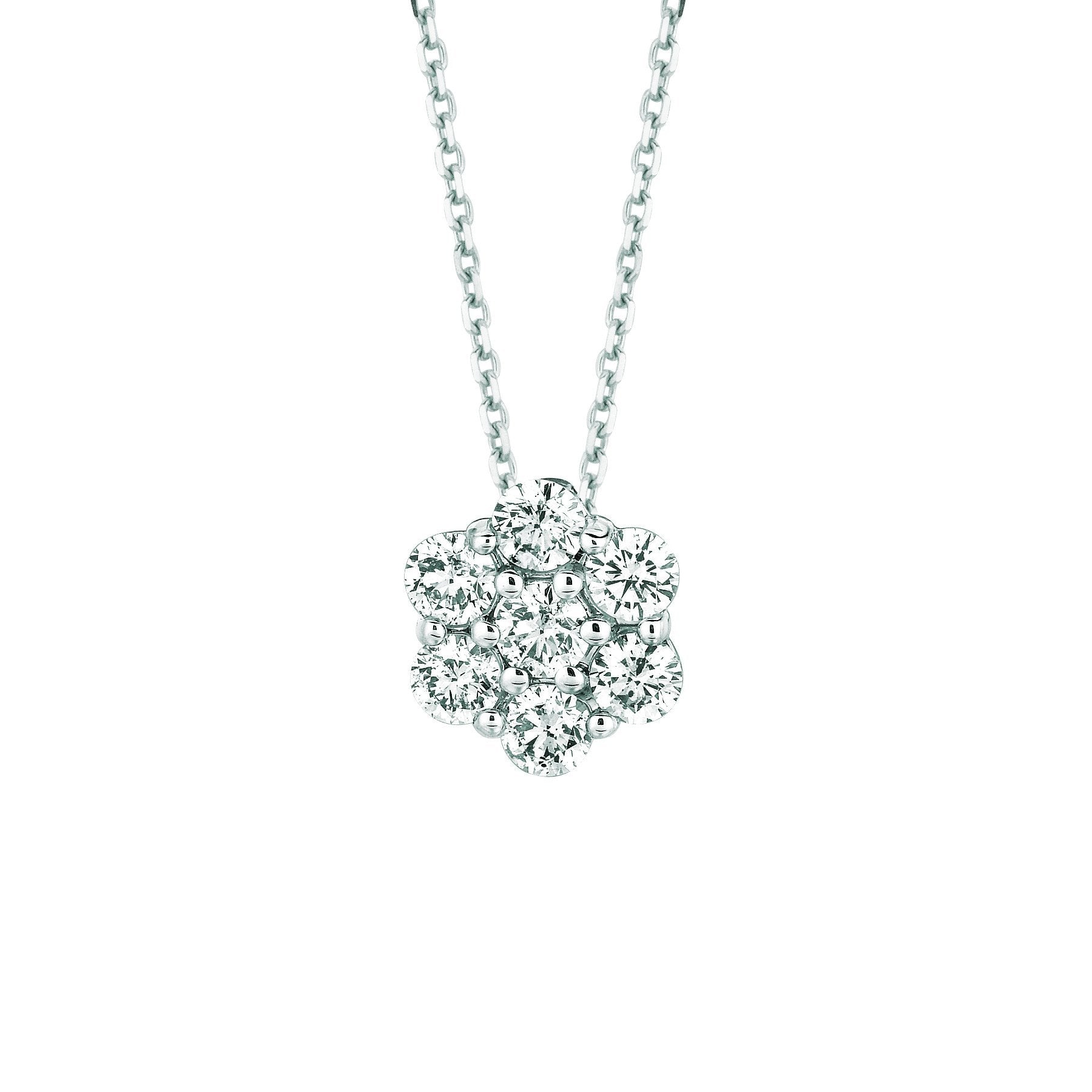 Pendentif Collier Fleur Diamant 1.75 Carats Or Blanc 14K - HarryChadEnt.FR