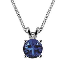 Pendentif Collier Saphir Bleu Et Diamants 2.55 Carats Or Blanc 14K