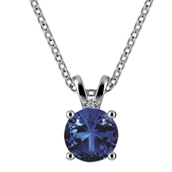 Pendentif Collier Saphir Bleu Et Diamants 2.55 Carats Or Blanc 14K - HarryChadEnt.FR