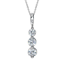 Pendentif Collier Voyage Diamant Blanc Rond 1.9 Carat Or Blanc 14K