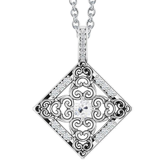 Pendentif Diamant Carré Rond ancienne mine Cut 2 Carats Avec Bail Prong Set - HarryChadEnt.FR