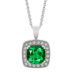 Pendentif Diamant Et Émeraude Verte Avec Chaîne 5.75 Carats