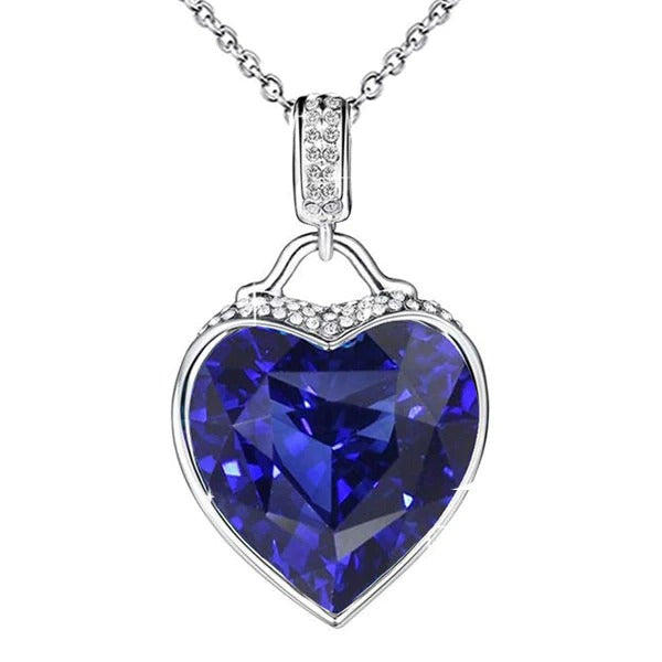 Pendentif Fantaisie Coeur Saphir Sri Lankais & Diamant Serti Clos 4.75 quilates