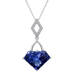 Pendentif Fantaisie Diamant Saphir Bleu Taille Spéciale Avec Chaîne 3.75 quilates