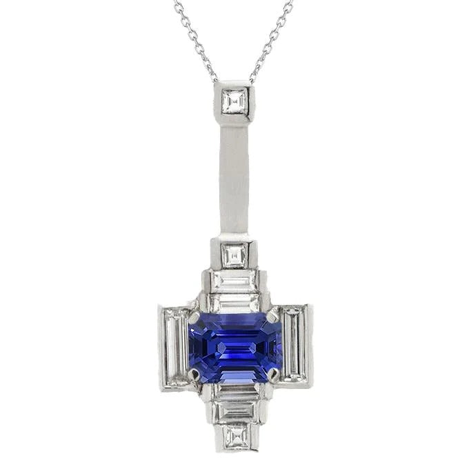 Pendentif Fantaisie Gemme & Diamant Baguette 3.25 quilates Bijoux Femme