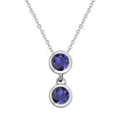 Pendentif Femme Rond Saphir Sri Lanka 2 Pierres Lunette Sertie 2 quilates
