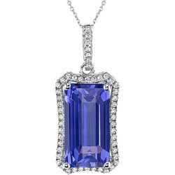 Pendentif Halo Emerald Gemstone & Collier Diamant Rond 6.75 quilates