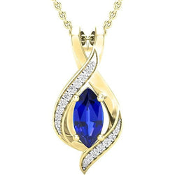 Pendentif Pierre Précieuse Marquise & Diamant Rond Tige Torsadée 3 quilates