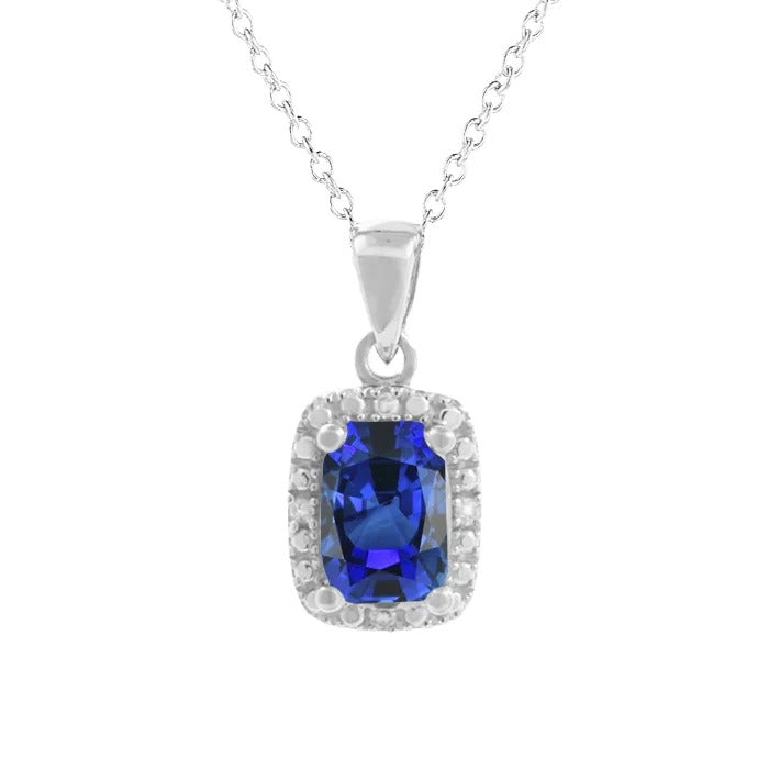 Pendentif Saphir Bleu Naturel Ovale & Halo de Diamants Or 2 quilates