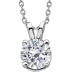 Pendentif Solitaire Diamant 1 Carat Or Blanc 14K Rond
