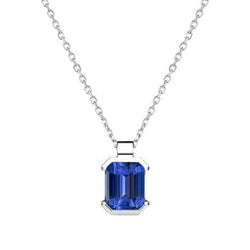Pendentif Solitaire Emeraude Saphir Sri Lankais Demi Lunette Sertie 1 quilates