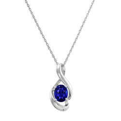 Pendentif Solitaire Ovale Saphir Sri Lankais Tige Torsadée 1 quilates