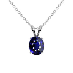 Pendentif Solitaire Pierre Ovale Avec Collier Double Bélière 2 quilates