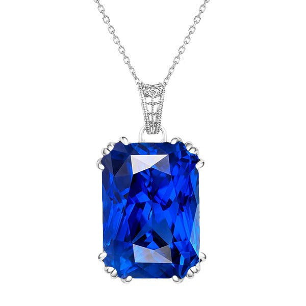 Pendentif Solitaire Radiant Saphir Bleu Clair 4 quilates Or 14K