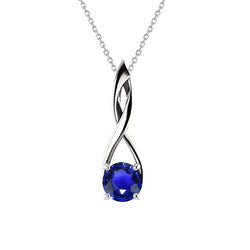 Pendentif Solitaire Rond Saphir Bleu Style Infini 1 quilates