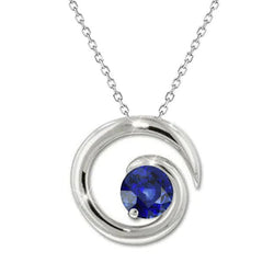 Pendentif Solitaire Saphir Sri Lanka Rond Style Torsadé 1 quilates