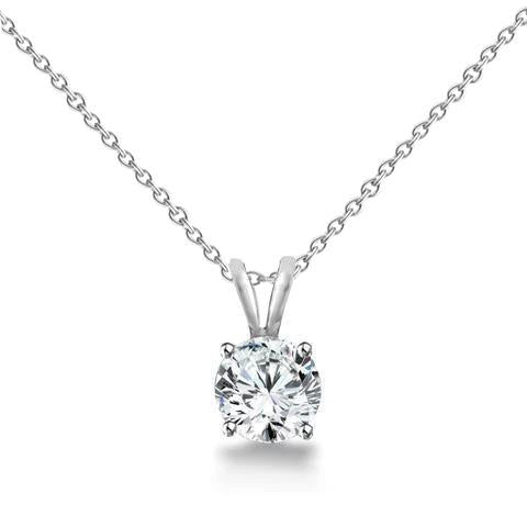 0.55 carats serti de griffes pendentif collier de diamants ronds - HarryChadEnt.FR