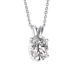 Pendentif collier diamant taille ovale femme 1.5 ct. Bijoux en or
