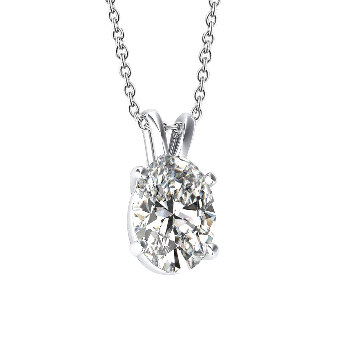 Pendentif collier diamant taille ovale femme 1.5 ct. Bijoux en or - HarryChadEnt.FR