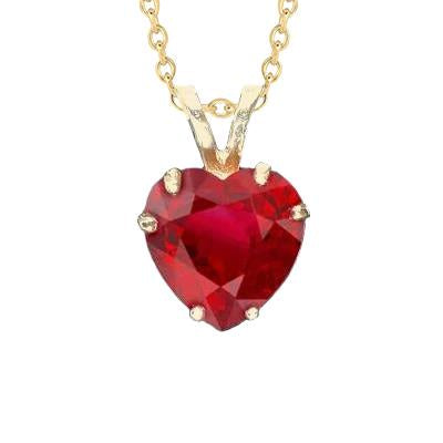 Pendentif collier en rubis rouge en forme de coeur pour femme en or jaune 6 carats 14K - HarryChadEnt.FR