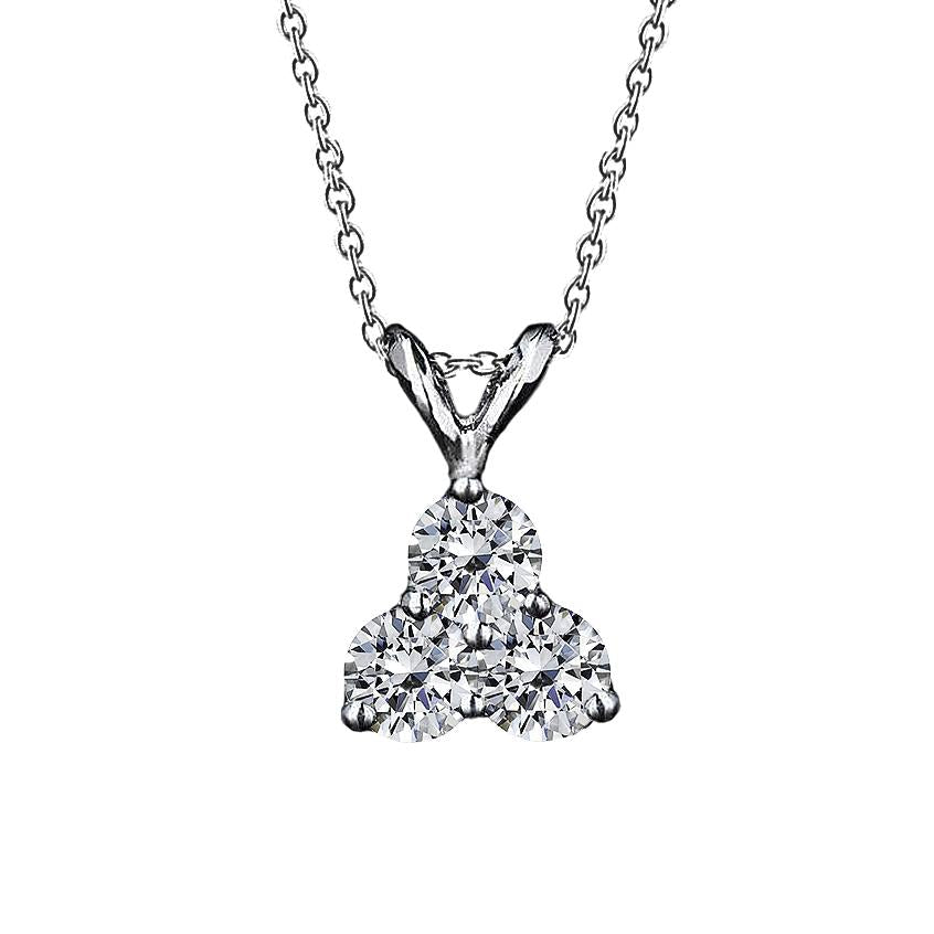 Pendentif diamant de style 3 pierres de 3.00 carats en or blanc 14 carats - HarryChadEnt.FR