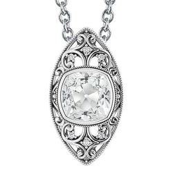 Pendentif diamant style vintage serti clos coussin taille ancienne 5,50 carats