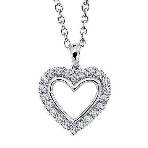 Pendentif en forme de cœur avec diamants ronds en or blanc massif 14K 2.20 Ct - HarryChadEnt.FR