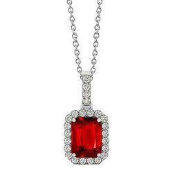 Pendentif en or blanc 14 carats taille émeraude avec diamants ronds 5 ct