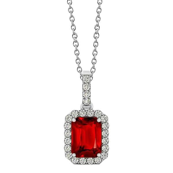 Pendentif en or blanc 14 carats taille émeraude avec diamants ronds 5 ct - HarryChadEnt.FR