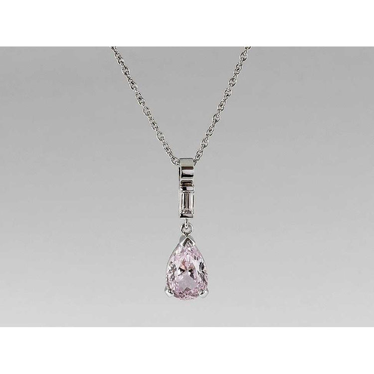 Pendentif en pierre gemme Kunzite taille poire rose or blanc 11 carats bijoux - HarryChadEnt.FR