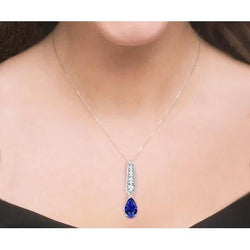 Pendentif en pierre gemme pour femme taille poire saphir bleu 5.50 carats neuf