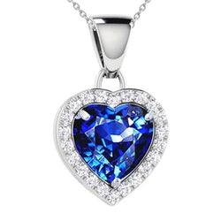 Pendentif en saphir bleu taille coeur de 1.75 ct et diamants