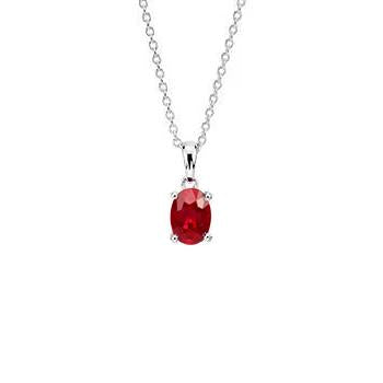 Pendentif femme en or blanc 14K taille ovale rubis rouge 3 carats - HarryChadEnt.FR