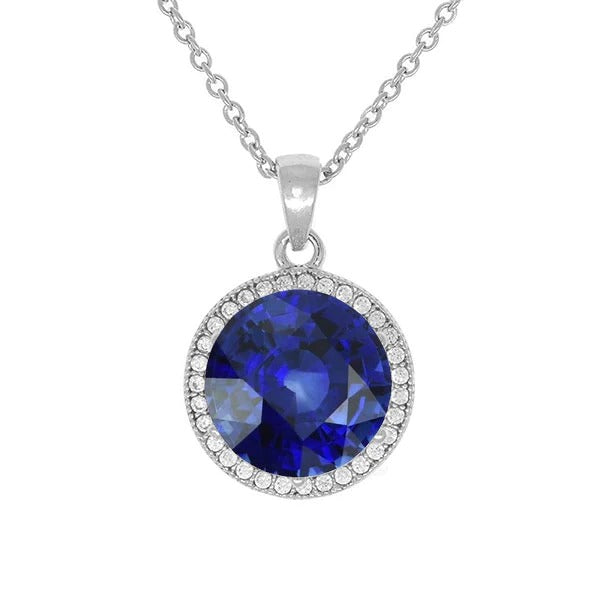 Pendentif halo de pierres précieuses rondes et diamant avec chaîne 3.25 quilates Bijoux