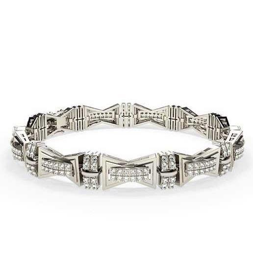 Petite taille ronde naturelle 7.50 ct. Bracelet Homme Diamants 14K Wg Nouveau - HarryChadEnt.FR