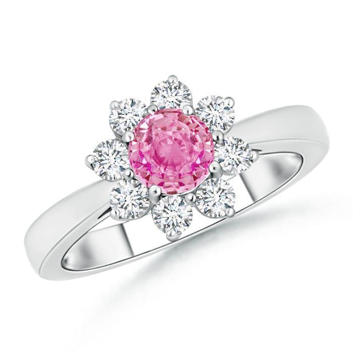 Pink Sapphire And Round Diamonds 3.60 Ct Wedding Ring White Gold 14K - HarryChadEnt.FR