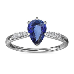 Poire Ceylan Saphir Solitaire Avec Accents Bague 3 Carats Bijoux