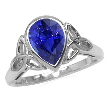 Poire Solitaire Bague Lunette Sertie Saphir Bleu Style Noeud 1.50 Carats - HarryChadEnt.FR