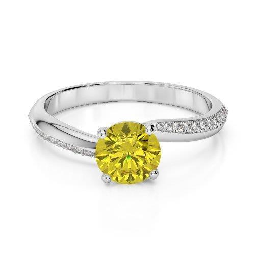 Prong Set Round Cut 3.50 Ct Yellow Sapphire With Diamonds Ring - HarryChadEnt.FR