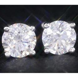 Puces Diamant 2 Carats Or Blanc