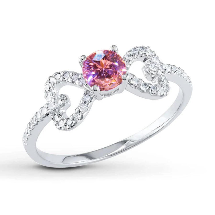 Round Cut 3 Ct Pink Sapphire And Diamonds Fancy Ring White Gold 14K - HarryChadEnt.FR