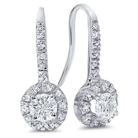 Round Cut 3.40 Carats Diamonds Ladies Dangle Earrings White Gold - HarryChadEnt.FR