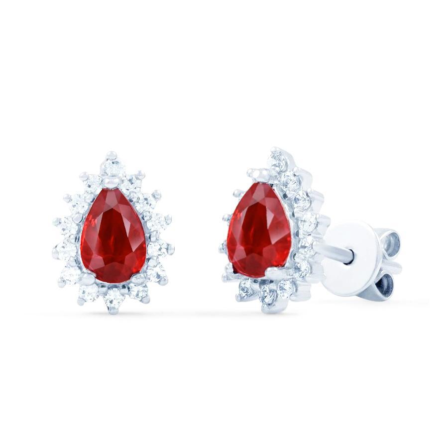 Rubis Rouge Avec Diamants 5.10 Carats Boucles D'oreilles Halo Lady Studs Or 14K - HarryChadEnt.FR