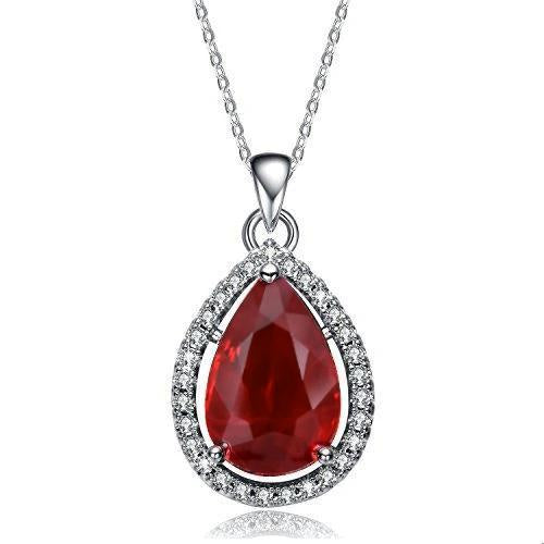 Rubis Rouge Taille Poire Avec Pendentif Collier Diamant 2.25 Carats - HarryChadEnt.FR