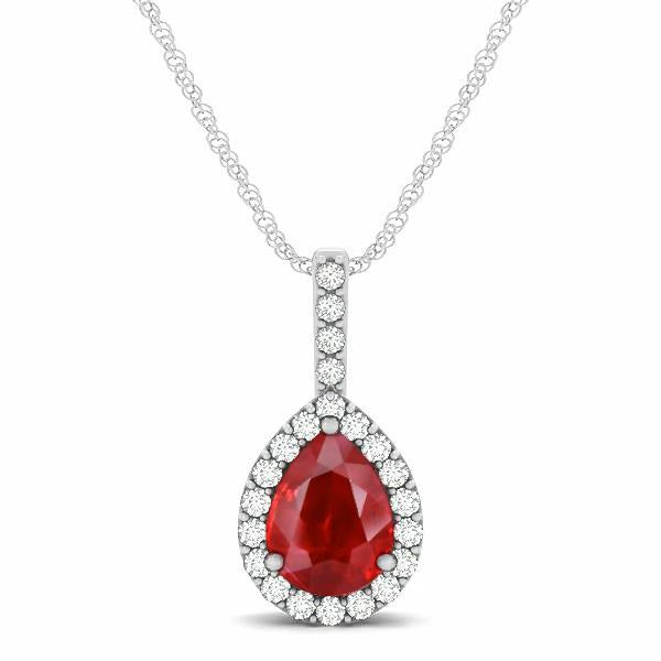 Rubis Rouge Taille Poire Et Diamant 3.50 Carats Bijoux Pendentif Femme - HarryChadEnt.FR