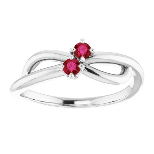Ruby Stone Promesse Bague Ruban Tige Style Or Blanc 14K 0.50 Carats - HarryChadEnt.FR
