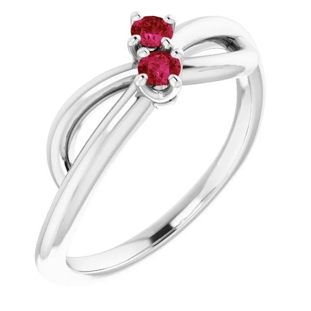 Ruby Stone Promesse Bague Ruban Tige Style Or Blanc 14K 0.50 Carats - HarryChadEnt.FR