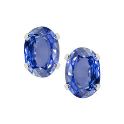 Saphir de Ceylan 8 Ct. Studs Post Paire Boucle D'Oreille Or Blanc 14K Bijoux
