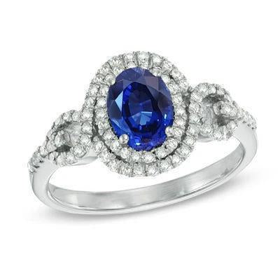 Saphir de Ceylan AAA bleu avec bague en diamant 2.75 carats bijoux en or - HarryChadEnt.FR